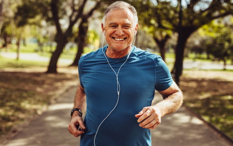 healthy mobility man running happy